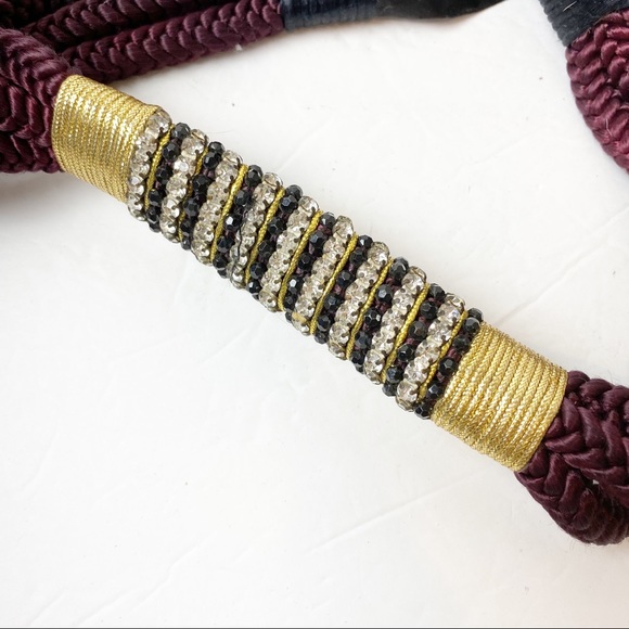 Vintage | Unique Rope Cord Rhinestone Tie Belt - Picture 2 of 4